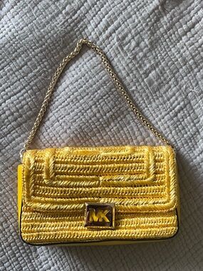 Michael Kors Yellow Woven Chain Crossbody Bag